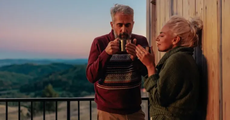 Couple having coffee