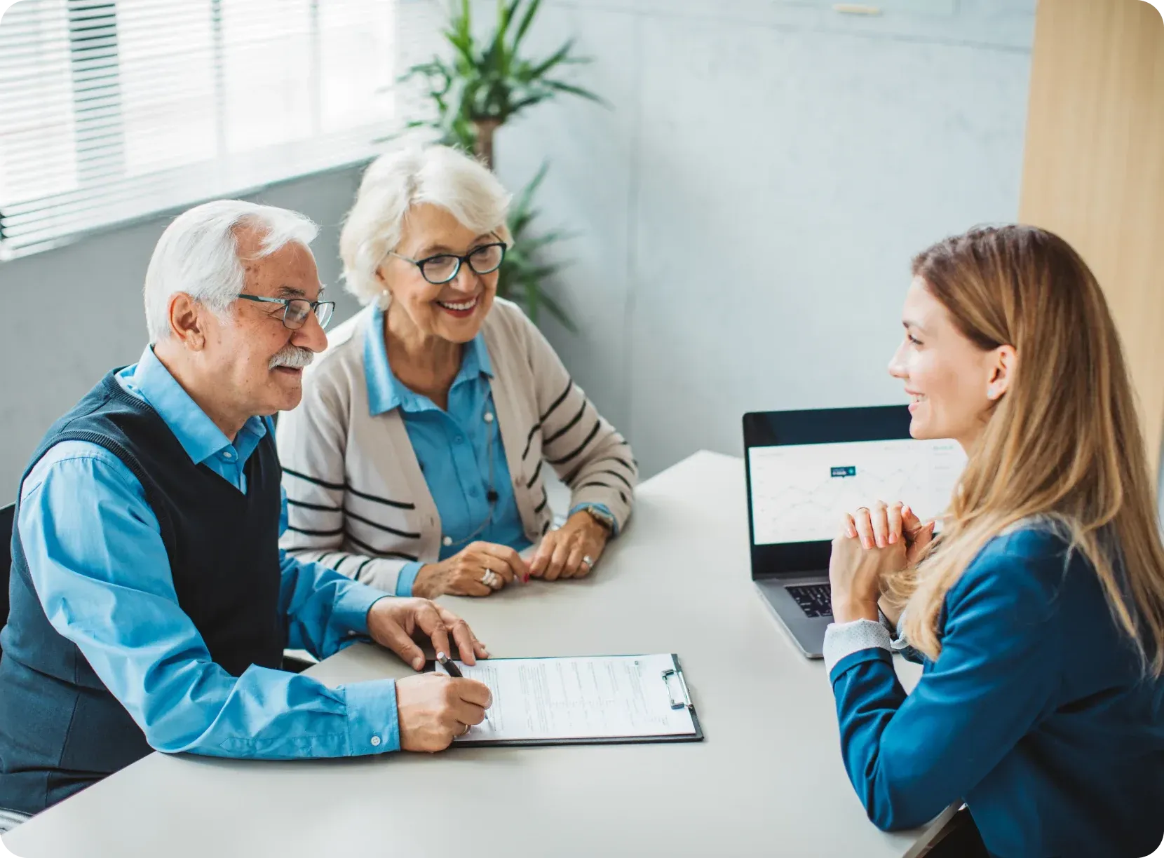 An advisor talking a couple through their annuity options